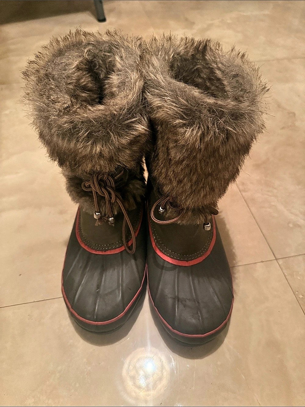 Khombu Nola Faux Fur Winter Boots Brown & Black Size 7M